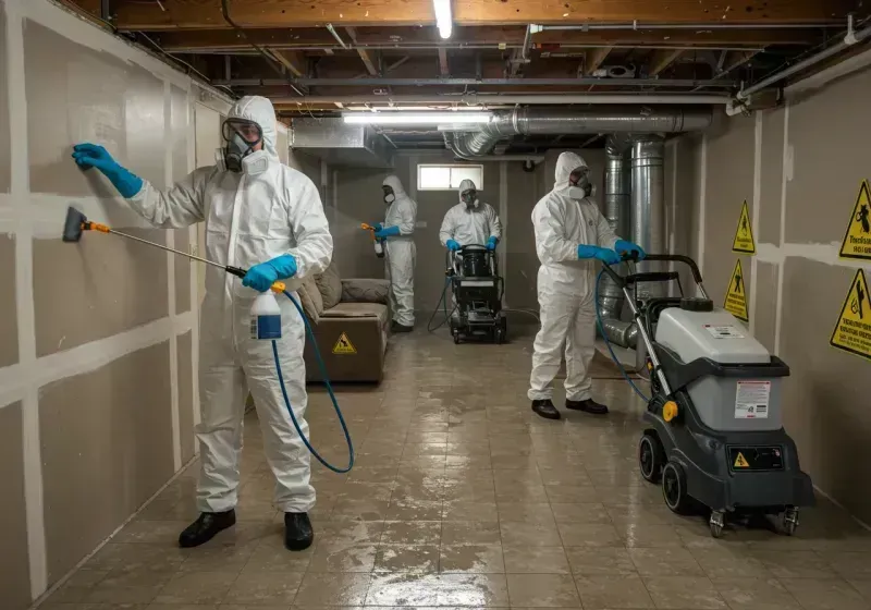 Basement Moisture Removal and Structural Drying process in East Islip, NY